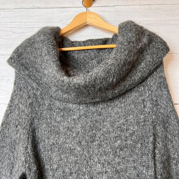 H&M Sweater Womens Size XS Gray Cowl Neck Alpaca Blend Long Sleeve Natural - Picture 6 of 14